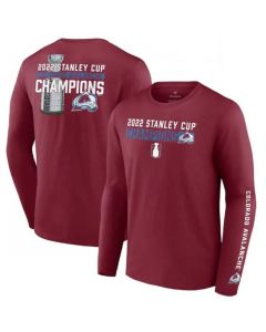 Men's Colorado Avalanche Burgundy 2022 Stanley Cup Champions Back Check Multi-Hit Long Sleeve T-Shirt