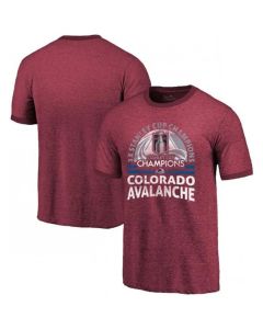 Men's Colorado Avalanche Burgundy 3-Time Stanley Cup Champions Ringer Tri-Blend T-Shirt