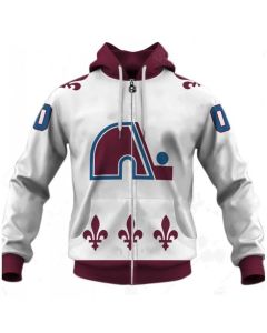 Men's Colorado Avalanche Customized White Reverse Retro Alternate Full-Zip Hoodie Jacket