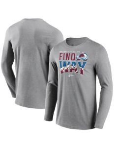 Men's Colorado Avalanche Grey 2022 Stanley Cup Champions Back Check Multi-Hit Long Sleeve T-Shirt