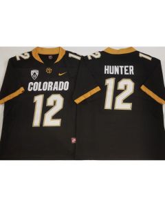 Men's Colorado Buffaloes Black #12 Hunter Stitched Jersey (Style 2)