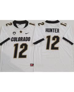 Men's Colorado Buffaloes White #12 Hunter Stitched Jersey (Style 2)