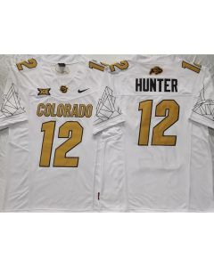 Men's Colorado Buffaloes White #12 Hunter Stitched Jersey (Style 4)
