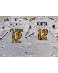 Men's Colorado Buffaloes White #12 Hunter Stitched Jersey (Style 5)