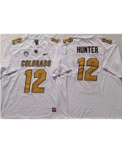 Men's Colorado Buffaloes White #12 Hunter Stitched Jersey (White)