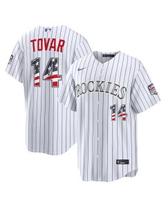 Men's Colorado Rockies #14 Ezequiel Tovar Nike White USA 250 Fourth of July Home Stadium Jersey