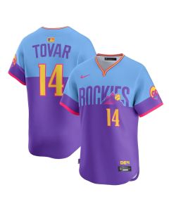 Men's Colorado Rockies #14 Ezequiel Tovar Purple/Light Blue 2025 City Connect Elite Player Jersey