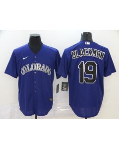 Men's Colorado Rockies #19 Charlie Blackmon Blue Cool Base Stitched MLB Jersey