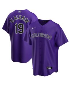 Men's Colorado Rockies #19 Charlie Blackmon Purple Cool Base Stitched MLB Jersey