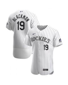 Men's Colorado Rockies #19 Charlie Blackmon White Flex Base Stitched Jersey