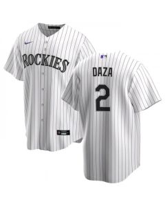 Men's Colorado Rockies #2 Yonathan Daza White Stitched Baseball Jersey