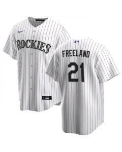 Men's Colorado Rockies #21 Kyle Freeland White Stitched Baseball Jersey