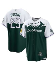Men's Colorado Rockies #23 Kris Bryant 2022 Green City Connect Stitched Baseball Jersey