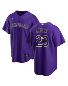 Men's Colorado Rockies #23 Kris Bryant Purple Stitched Baseball Jersey
