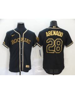 Men's Colorado Rockies #28 Nolan Arenado 2020 Black Golden Flex Base Stitched MLB Jersey