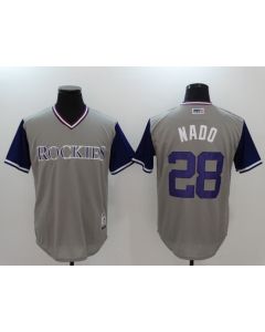 Men's Colorado Rockies #28 Nolan Arenado Grey Stitched Jersey
