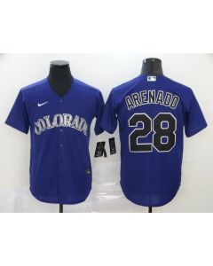 Men's Colorado Rockies #28 Nolan Arenado Purple Cool Base Stitched MLB Jersey