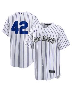 Men's Colorado Rockies #42 Jackie Robinson Nike White Home 2025 Jackie Robinson Day Replica Jersey (White)