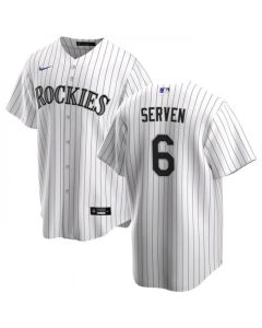 Men's Colorado Rockies #6 Brian Serven White Stitched Baseball Jersey