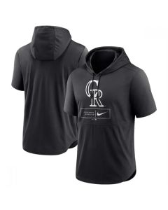 Men's Colorado Rockies Black Short Sleeve Pullover Hoodie