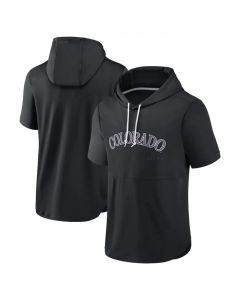Men's Colorado Rockies Black Sideline Training Hooded Performance T-Shirt