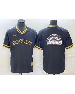 Men's Colorado Rockies Black Team Big Logo Stitched Baseball Jersey