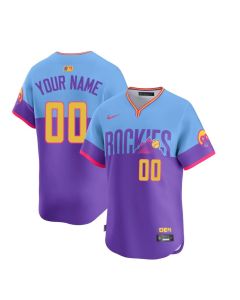 Men's Colorado Rockies Custom Purple/Light Blue 2025 City Connect Elite Player Jersey