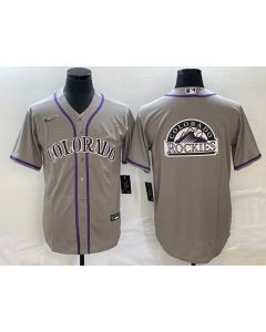 Men's Colorado Rockies Grey Team Big Logo Stitched Baseball Jersey