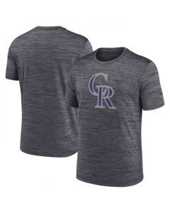 Men's Colorado Rockies Grey Team Logo Velocity Performance T-Shirt