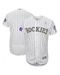 Men's Colorado Rockies White 2018 Mother's Day Flexbase Stitched MLB Jersey