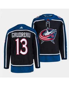 Men's Columbus Blue Jackets #13 Johnny Gaudreau Black 2022-23 Reverse Retro Stitched Jersey