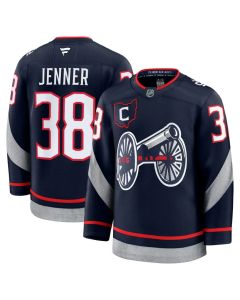 Men's Columbus Blue Jackets #38 Boone Jenner Navy 2024-25 With C Patch Stitched Hockey Premium Jersey