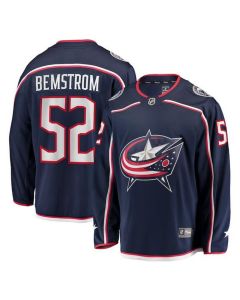 Men's Columbus Blue Jackets #52 Emil Bemstrom Navy Stitched Jersey