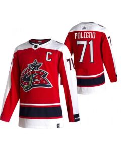 Men's Columbus Blue Jackets #71 Nick Foligno 2020-21 Red Reverse Retro Stitched Jersey