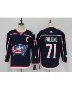 Men's Columbus Blue Jackets #71 Nick Foligno Navy Stitched NHL Jersey