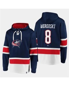 Men's Columbus Blue Jackets #8 Zach Werenski Navy All Stitched Sweatshirt Hoodie