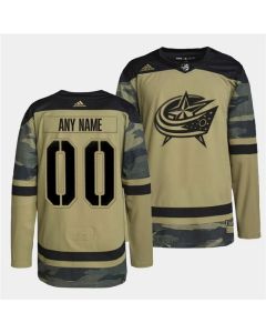 Men's Columbus Blue Jackets Active Player Custom 2022 Camo Military Appreciation Night Stitched Jersey