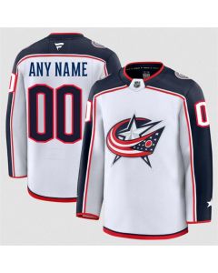 Men's Columbus Blue Jackets Active Player Custom White 2024-25 Away Stitched Hockey Jersey