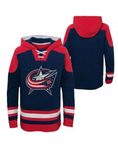 Men's Columbus Blue Jackets Blank Navy Ageless Must-Have Lace-Up Pullover Hoodie