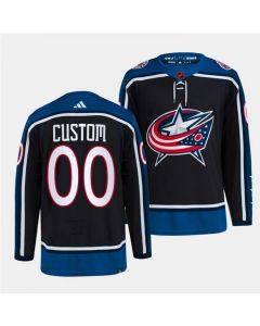 Men's Columbus Blue Jackets Custom Black 2022-23 Reverse Retro Stitched Jersey