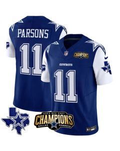 Men's Dallas Cowboys #11 Micah Parsons Blue/White 2023 F.U.S.E. NFC East Champions Patch Stitched Football Jersey