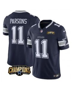 Men's Dallas Cowboys #11 Micah Parsons Navy 2023 F.U.S.E. NFC East Champions Patch Stitched Football Jersey