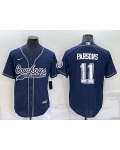 Men's Dallas Cowboys #11 Micah Parsons Navy Cool Base Stitched Baseball Jersey