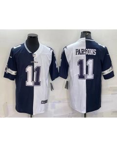 Men's Dallas Cowboys #11 Micah Parsons Navy White Split Vapor Untouchable Limited Stitched Jersey