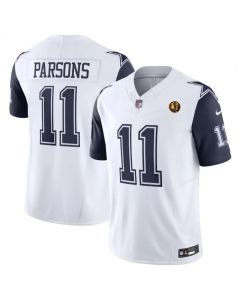 Men's Dallas Cowboys #11 Micah Parsons White 2023 F.U.S.E. With John Madden Patch Vapor Limited Stitched Football Jersey