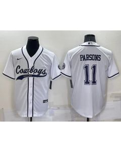 Men's Dallas Cowboys #11 Micah Parsons White Cool Base Stitched Baseball Jersey