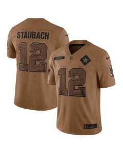 Men's Dallas Cowboys #12 Roger Staubach 2023 Brown Salute To Service Limited Stitched Football Jersey