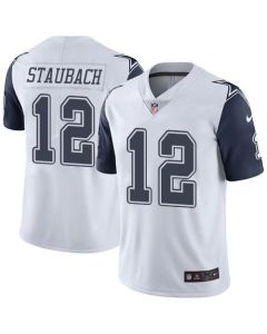 Men's Dallas Cowboys #12 Roger Staubach White Stitched Jersey