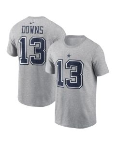 Men's Dallas Cowboys #13 Caleb Downs Nike Heather Gray Name & Number T-Shirt (Gray)