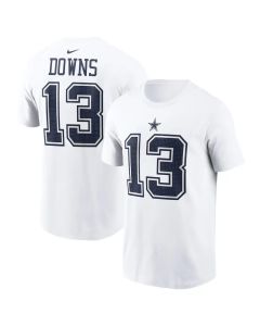 Men's Dallas Cowboys #13 Caleb Downs White Name & Number T-Shirt